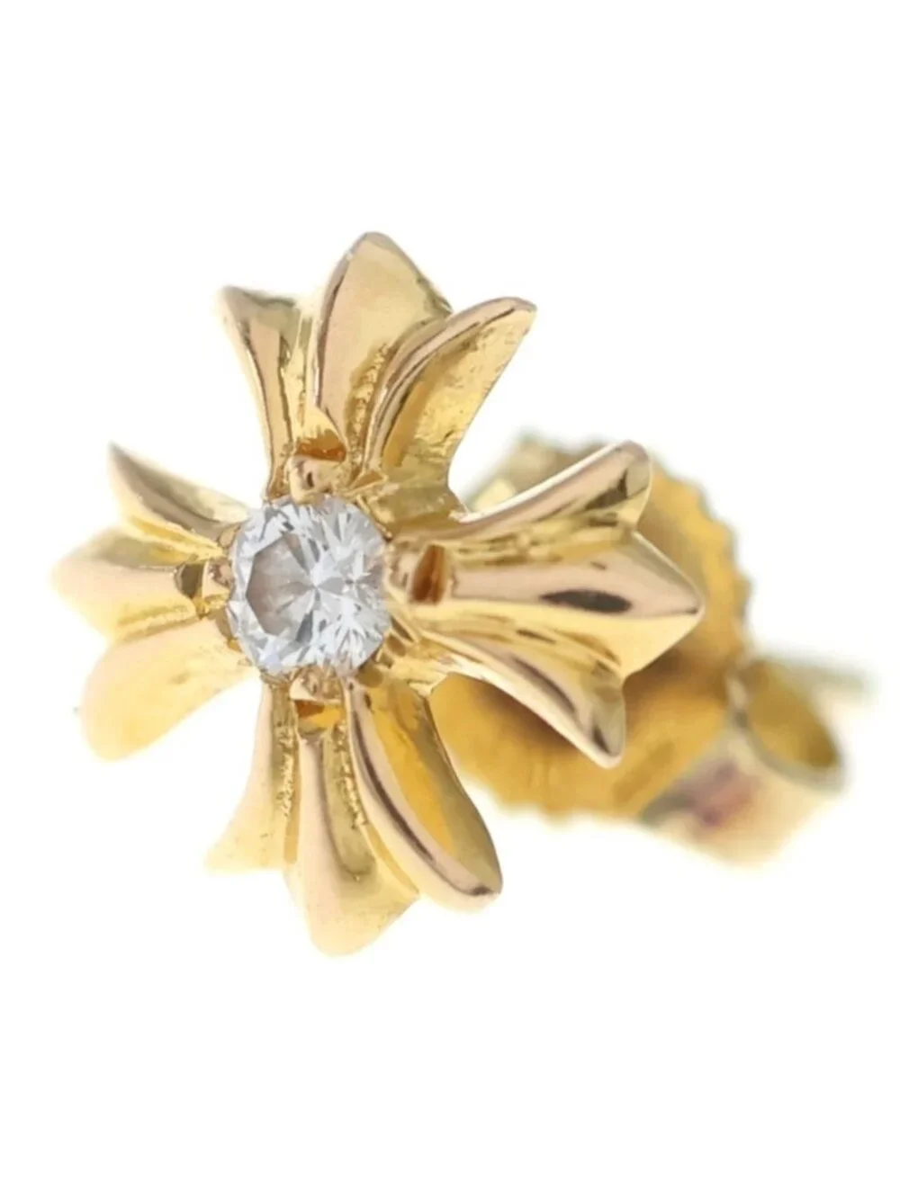 Chrome Hearts 22K No2 CH Plus Stud Gold Earrings